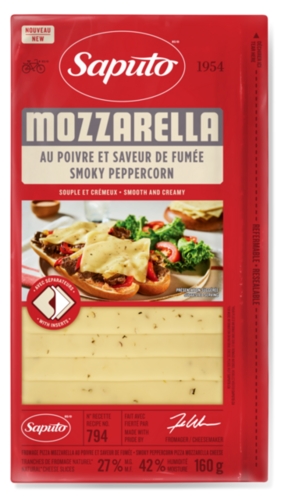 Mozzarella au poivre et saveur de fumée tranché - 200g